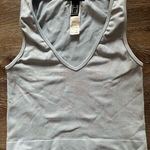 Women's Blue Checkered Sleeveless Top